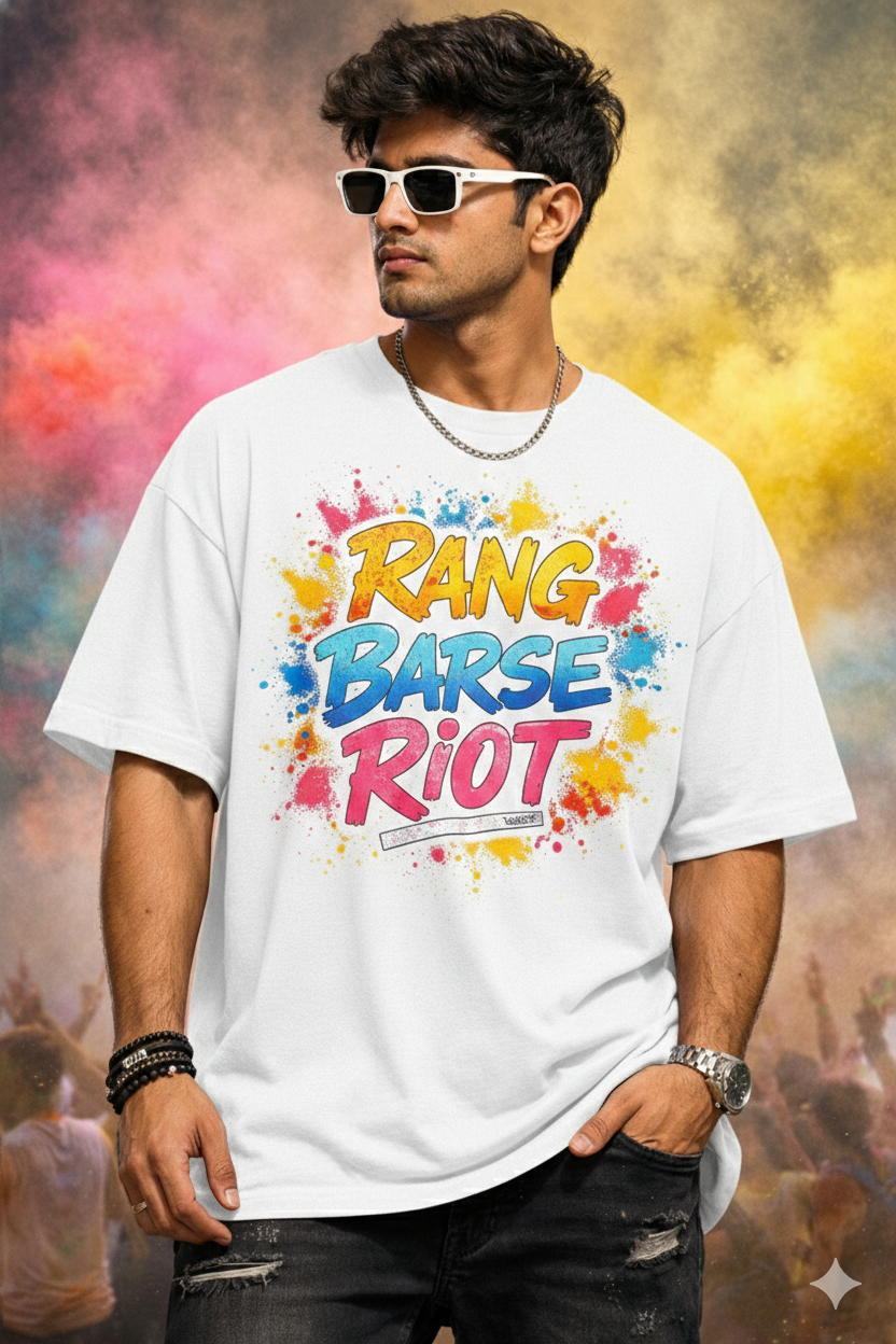 Rang Riot Oversized T-Shirt – Holi Vibe Edition | Unisex Streetwear
